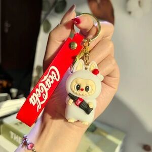 Labubu x Coca-Cola Keychain- Kawaii Cartoon Vinyl Figure - Cute Bag Charm